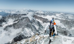 Brazilian ultrarunning athlete Fernanda Maciel is seen ascending to the summit of the Matterhorn, on the Italian side and on its Lion Ridge on August 20, 2020. // Mathis Dumas / Red Bull Content Pool // SI202008260172 // Usage for editorial use only //